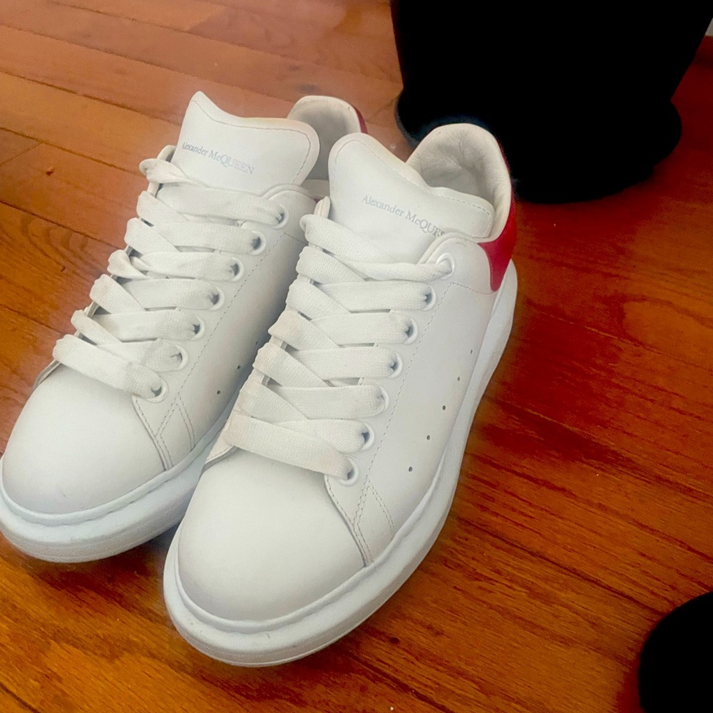 Alexander McQueen White Sneakers with Red Detail